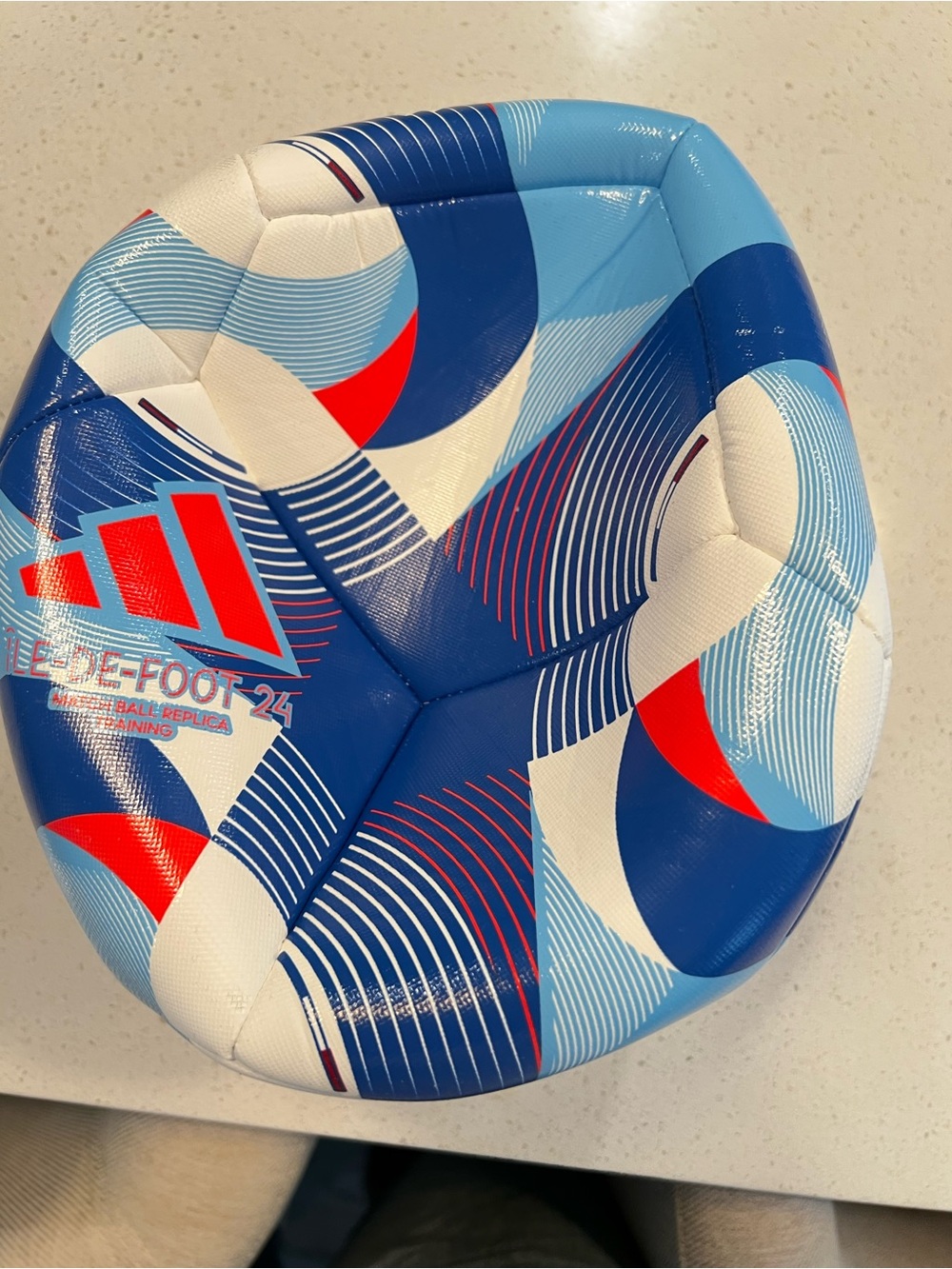 Kids Blue, White & Red Soccer Ball - Training Replica